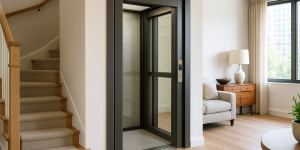 Elevador integrado armónicamente en el diseño interior del hogar