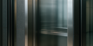 Elevador comercial moderno en movimiento silencioso