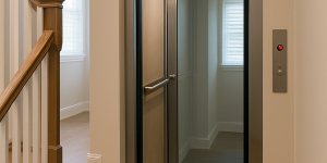 Elevador compacto y elegante instalado en vivienda pequeña