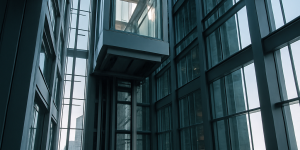 Ascensor subiendo en un edificio de gran altura