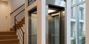 Elevador instalado en casa de tres niveles