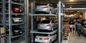 elevadores para autos en estacionamiento de alta demanda con sistema de estacionamiento vertical en México