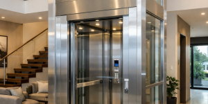 elevador residencial moderno instalado en casa de varios niveles en México con diseño elegante