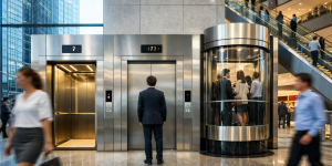 elevadores comerciales en México en edificio moderno con alto flujo y sistema eficiente de transporte vertical