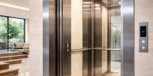 elevador residencial moderno instalado en casa en México con diseño elegante y compacto