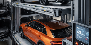 sistema moderno de elevadores para autos en México con estacionamiento vertical automatizado