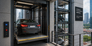 elevador para autos en proyecto vertical en México optimizando espacio en estacionamiento moderno