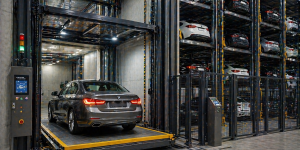 elevadores para autos en México en estacionamiento vertical moderno con sistema automatizado eficiente