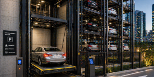 sistemas de estacionamiento vertical en México con elevadores para autos en estructura moderna eficiente