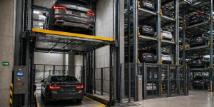 elevadores para autos en México en estacionamiento vertical moderno optimizando espacio