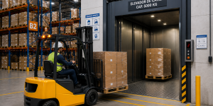 Solución de elevadores montacargas para centros logísticos en México con carga industrial moderna