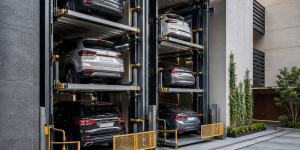 Instalación de sistemas de estacionamiento vertical en México con autos en plataformas modernas