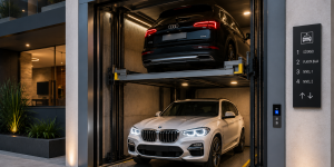Sistemas de elevadores para autos en México en edificio moderno automatizado