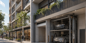 Elevadores para autos en México para proyectos mixtos con estacionamiento vertical integrado