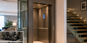 Elevadores residenciales silenciosos en México con motor aislado, puertas ajustadas y estructura antivibración.