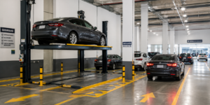 Elevadores para autos para agencias con plataformas preparadas para alta rotación y circulación ordenada.